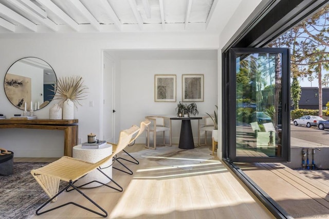 living area featuring hardwood / wood-style floors