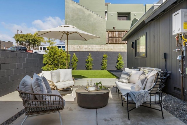 view of patio with an outdoor living space