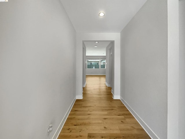 hall featuring light wood-type flooring