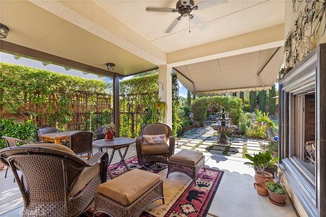 view of patio with ceiling fan