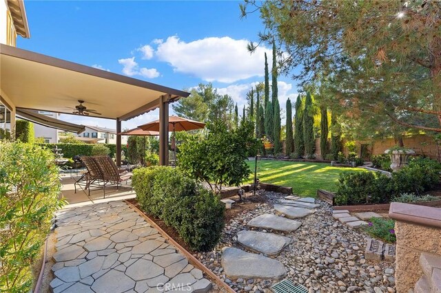 view of patio / terrace featuring ceiling fan