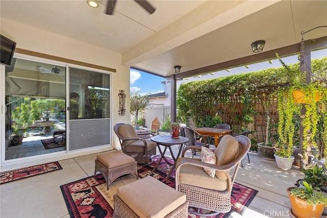 view of patio / terrace with ceiling fan