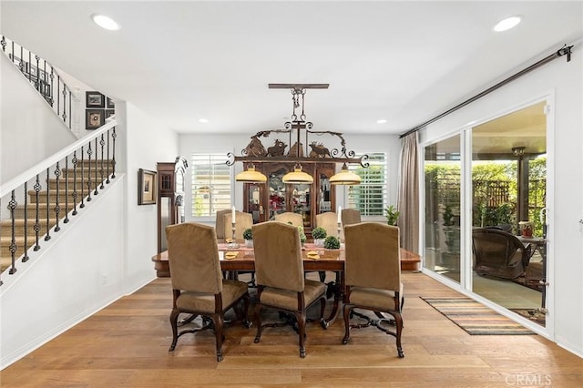 dining room with light hardwood / wood-style floors