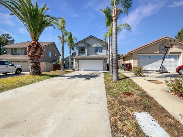 front of property with a garage