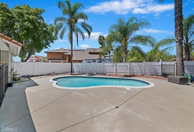 view of swimming pool with a patio area, a fenced backyard, and a fenced in pool