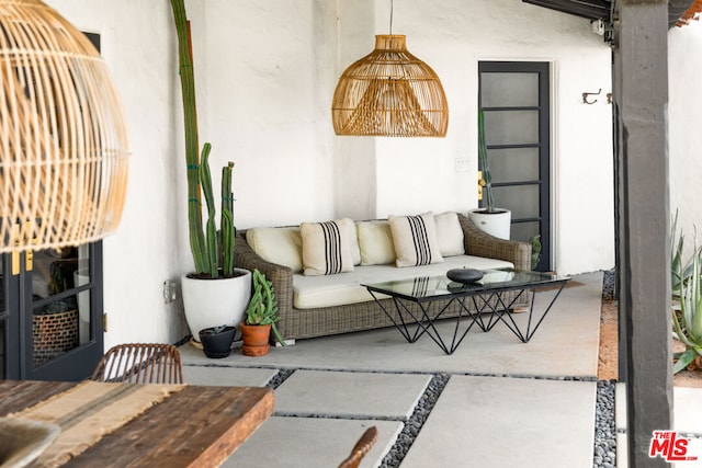 living room featuring concrete floors