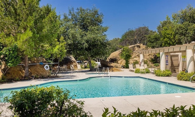 view of pool featuring a patio area