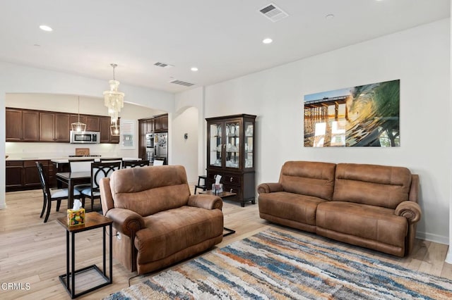 living room with light wood-type flooring