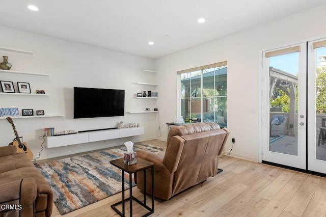 living room featuring light hardwood / wood-style flooring