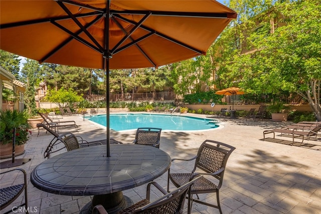 view of pool featuring a patio area