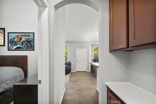 interior space featuring light tile patterned floors