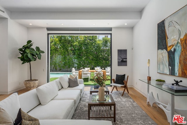 living room with light wood-type flooring