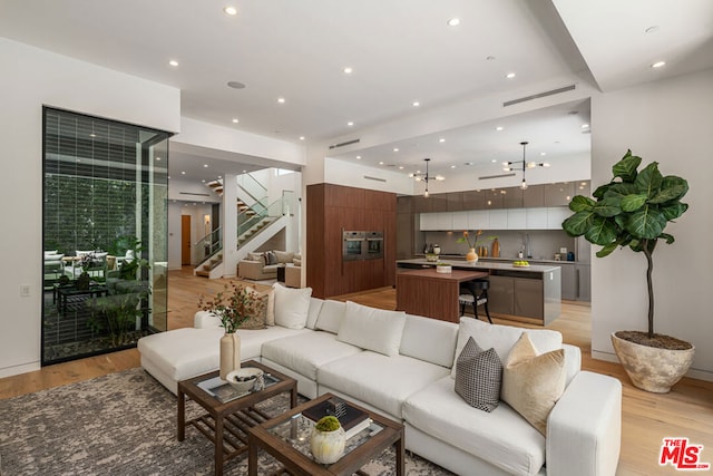 living room featuring light hardwood / wood-style flooring