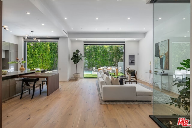 living room with light wood-type flooring