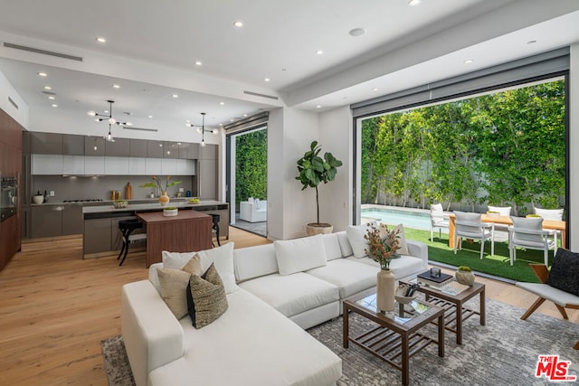 living room featuring light hardwood / wood-style flooring