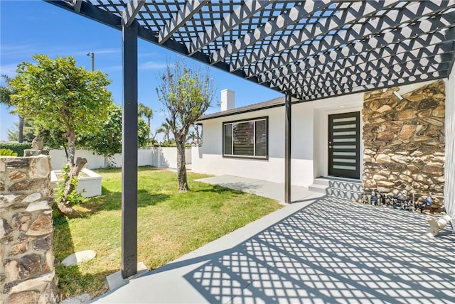 view of patio / terrace featuring a pergola