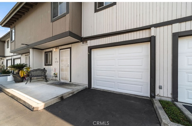 exterior space featuring a garage