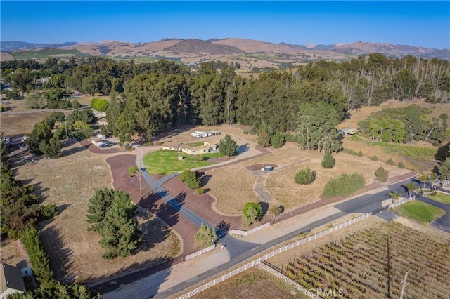 bird's eye view with a mountain view