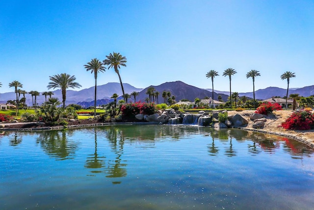 view of water feature with a mountain view