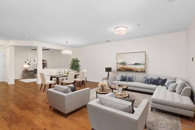 living room featuring wood-type flooring