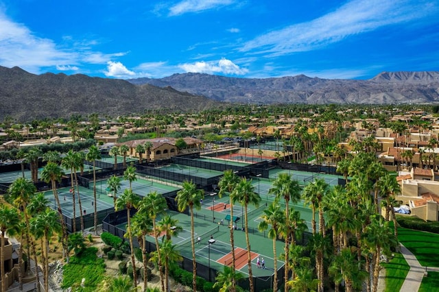 bird's eye view with a mountain view