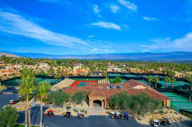 aerial view with a mountain view