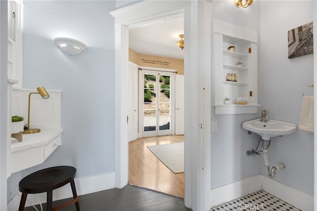 bathroom featuring hardwood / wood-style flooring