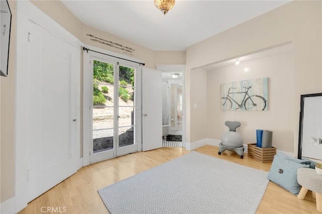 sitting room featuring hardwood / wood-style flooring