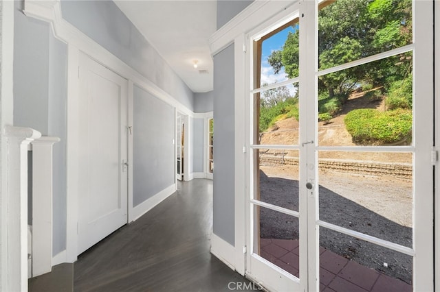 interior space featuring dark wood-type flooring