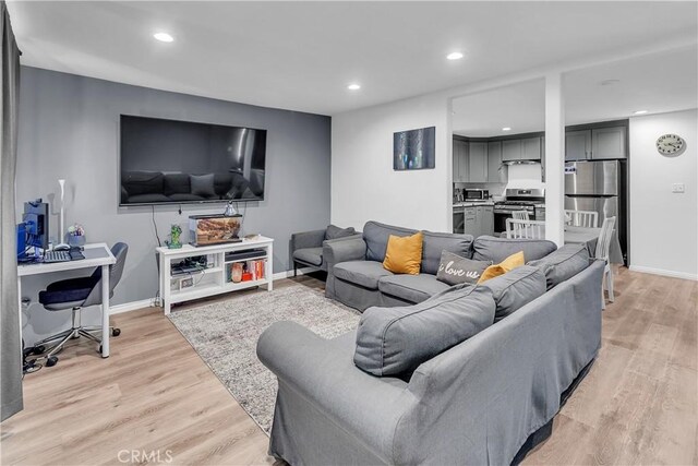 living room featuring light hardwood / wood-style flooring