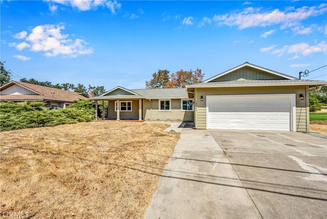 single story home with a garage