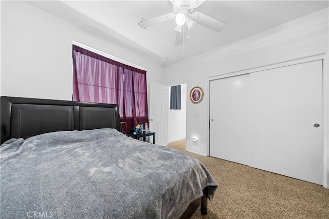 11819 La Costa Ct, Yucaipa, CA 92399 - carpeted bedroom featuring a ceiling fan and a closet