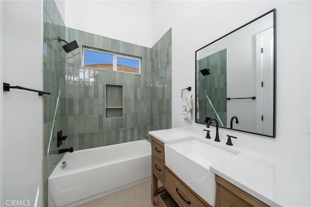 bathroom with bathing tub / shower combination and vanity