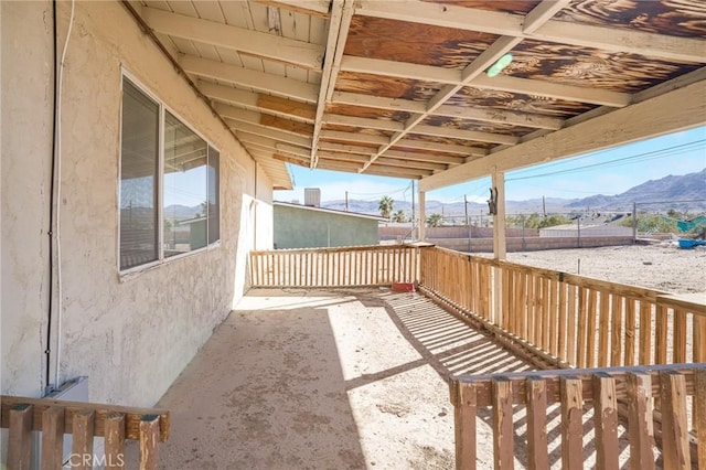 deck featuring a mountain view