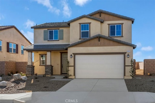 craftsman inspired home featuring a garage