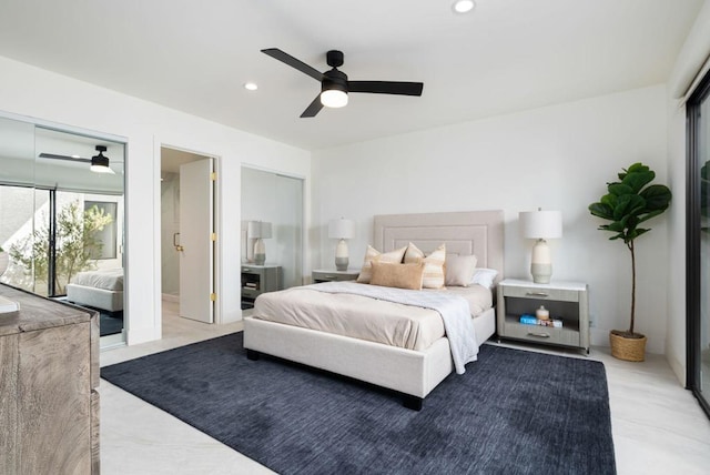 bedroom featuring ceiling fan