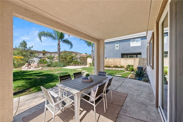 view of patio featuring central AC unit