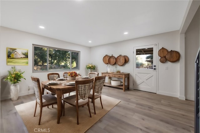 dining room featuring light hardwood / wood-style flooring and a wealth of natural light