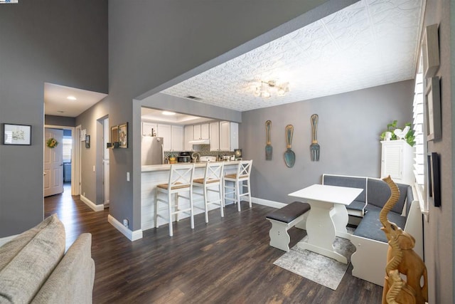 office space with dark hardwood / wood-style floors