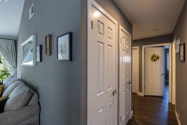 hall featuring dark hardwood / wood-style floors