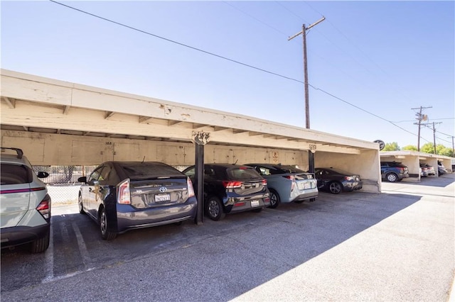 view of covered parking lot