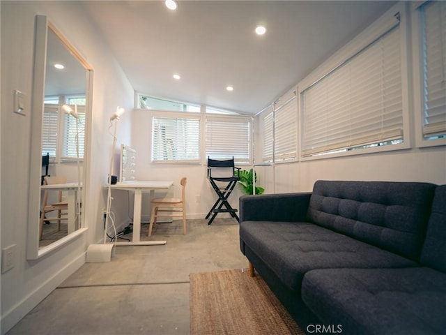 interior space with lofted ceiling