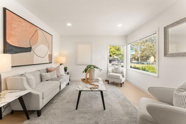 living room featuring light hardwood / wood-style flooring