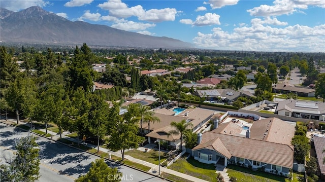 aerial view with a mountain view