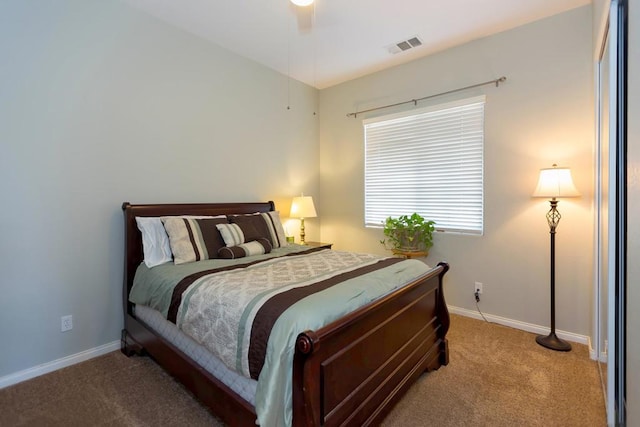 bedroom featuring carpet floors and ceiling fan