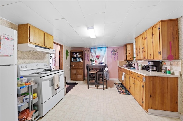 kitchen featuring sink and white appliances