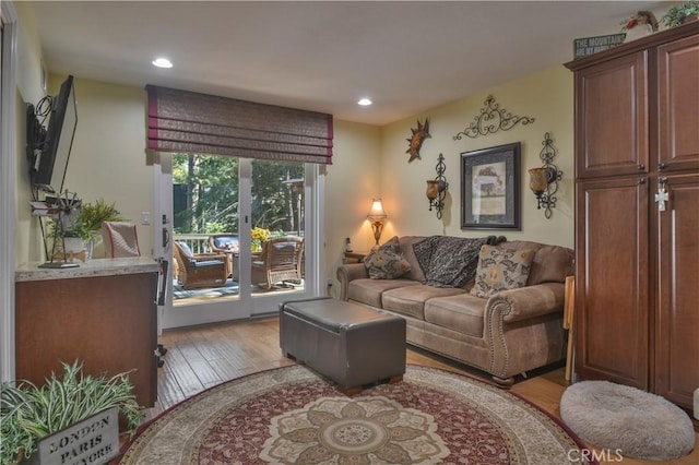 living room featuring light wood-type flooring