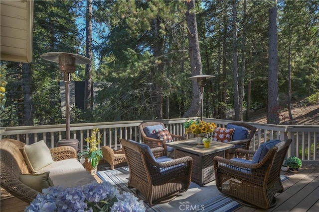 deck featuring an outdoor living space