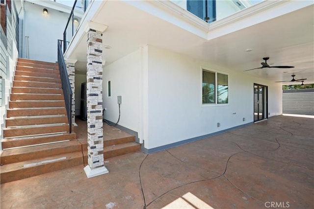 view of patio / terrace featuring ceiling fan