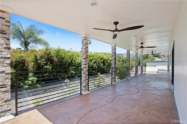 view of patio with ceiling fan